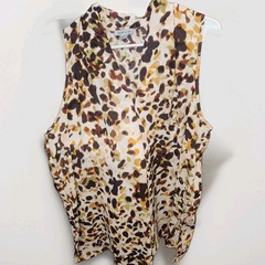 Floral & Ivy Women’s Multicolor Animal Print Sleeveless V-Neck Blouse XL Flowy
