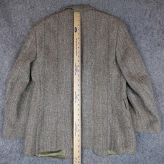 Vintage Harris Tweed Jacket Mens 38 Brown Herringbone Blazer Sport Coat USA 80s