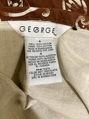 Vintage 90s GEORGE Fit & Flare Skirt Womens 4 Brown Floral Sequins 100% Cotton