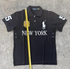 Vintage Polo Ralph Lauren New York USA #5 Big Pony Polo Shirt Black Size Medium