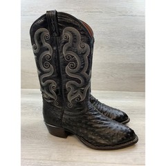 Tony Lama Men’s Full Quill Ostrich Western Boots Black 10.5 D Cowboy Classic