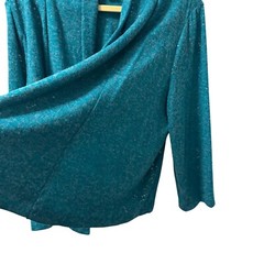 Ruby Rd. Womens Teal Open Front Cardigan Sz XL Acrylic/Nylon Blend