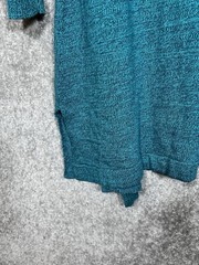 Denim & Co Mid Length Cardigan Sweater Womens Sz Medium Teal Pockets Open Front