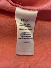 Splendid Women’s XS Linen Blend Blouse Coral Pink Short Sleeve Split Neck NWT