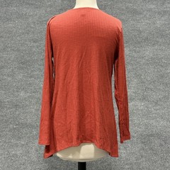 Cable & Gauge Shirt Womens Medium Red Orange Zip Front Tunic Top Stretch Ribbed