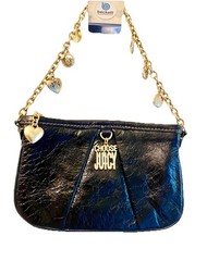 Vintage Choose Juicy Black Hand Bag Gold Charms & CZS On Chain Juicy Couture