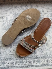Jellypop Women’s Size 11 Brown Multicolor Beaded Strap Slide Sandals