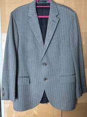 Polo Ralph Lauren ITALY Blue Label 44R Wool Blazer Coat Jacket Grey Striped 3B