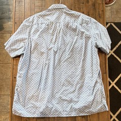 Club Room Men’s Blue/White Geometric Woven SS Button-Up Point Collar XL