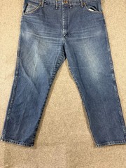 Wrangler Jeans Mens 46×30 Blue Denim Cowboy Cut Relaxed Fit Tapered Leg Whisker
