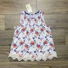 Rewind Womens Floral Crochet Lace Hem Tank Top Size Small