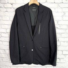 Paskho Black Tech Blazer Womens L Minimalist Travel Stretch Jacket Lightweight