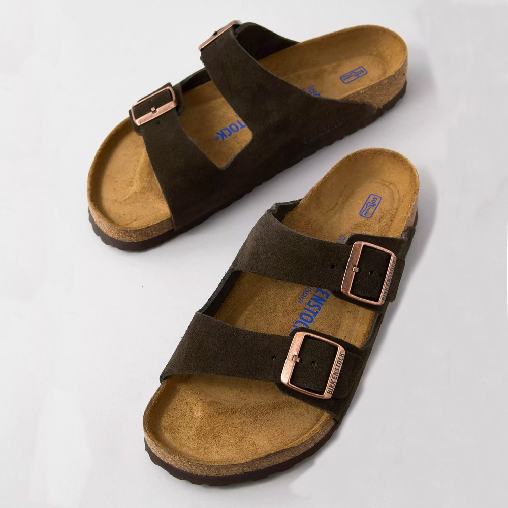 Birkenstock Arizona Suede Leather Soft Footbed Mocha Sandals Unisex Shoes