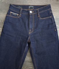 Frank & Oak Cyndi Straight Fit Selvedge Denim Blue Jeans High Rise Size 24×28
