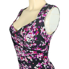 White House Black Market Dress Womens 8 Ruched Floral Instantly Slimming Sheath
