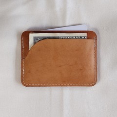 handmade 100% real leather card holder aged natural veg tan