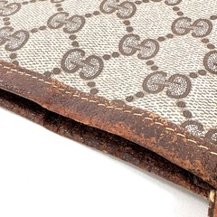 Vintage GUCCI Tote Bag GG Sherry Line PVC Leather Brown Authentic