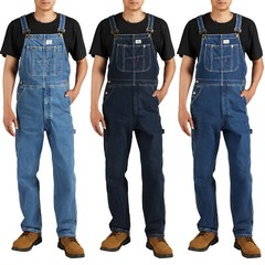 HISEA Men Denim Bib Overalls Relaxed Fit Workwear Roomy Dungarees PocketJumpsuit