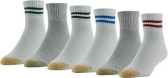 6 Pairs Gold Toe Men’s Cotton Ankle Athletic Socks with Stripes Size 6-12.5 NEW
