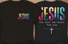 Black Jesus Graphic Print T-Shirt “The Way The Truth The Life” Crew Neck XL