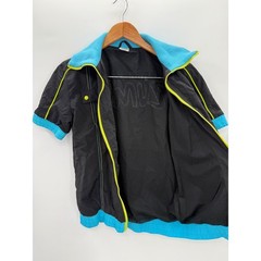 Zumba Fitness Womens M Black Neon Blue Yellow Short Sleeve Windbreaker