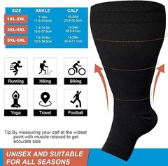 Toeless Plus Size Compression Socks for Women Open 5X-Large-6X-Large, Black
