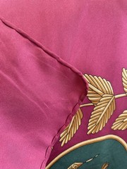 AS9# VTG BURBERRYS London Silk Scarf Prorsum Knight Logo Green Burgundy Gold