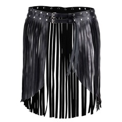 Punk Tassel Skirt Waist Belt Ajustable Waistband Mini Fringe Gothic Belt Skirt