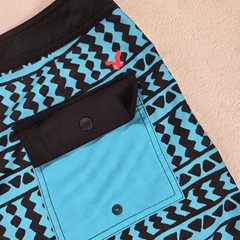 American Eagle Board Shorts Mens Large Blue Black Neon Beach Vacation Surf Sun