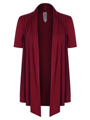 MixMatchy Solid Jersey Knit Short Sleeve Open Front Draped Cardigan