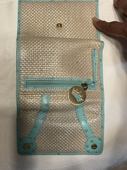 Elaine Turner Turquoise Ostrich Leather/StrawWallet New Without Tags