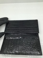 Genuine Crocodile Skin Long Bifold Wallet Exotic Full-Grain Leather Inside & Out