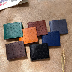 Genuine Ostrich Black/Red Bifold Leather Wallet Men’s Skin Wallet Handmade