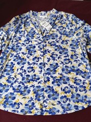 Charter Club Petite P XL Knit Top Blue Floral