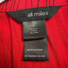 Ali Miles Womens Art To Wear Lagenlook Top Size L Mod Geometric Statement Red