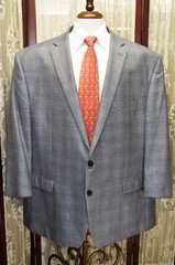 Ralph Lauren 54 R gray blue windowpane check Silk & wool 2 vent sport coat w0j4*