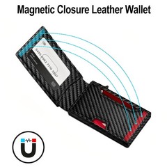 Men’s Slim PopUp Bifold Carbon Fiber Wallet, RFID Blocking, Money Clip, Men Gift