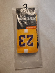 Basketball Club Men’s Athletic Crew Socks Yellow/Purple/White 23 One Size 1 Pair