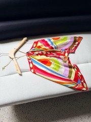 Emilio Pucci Rainbow Multicolor Print Halter Backless Top