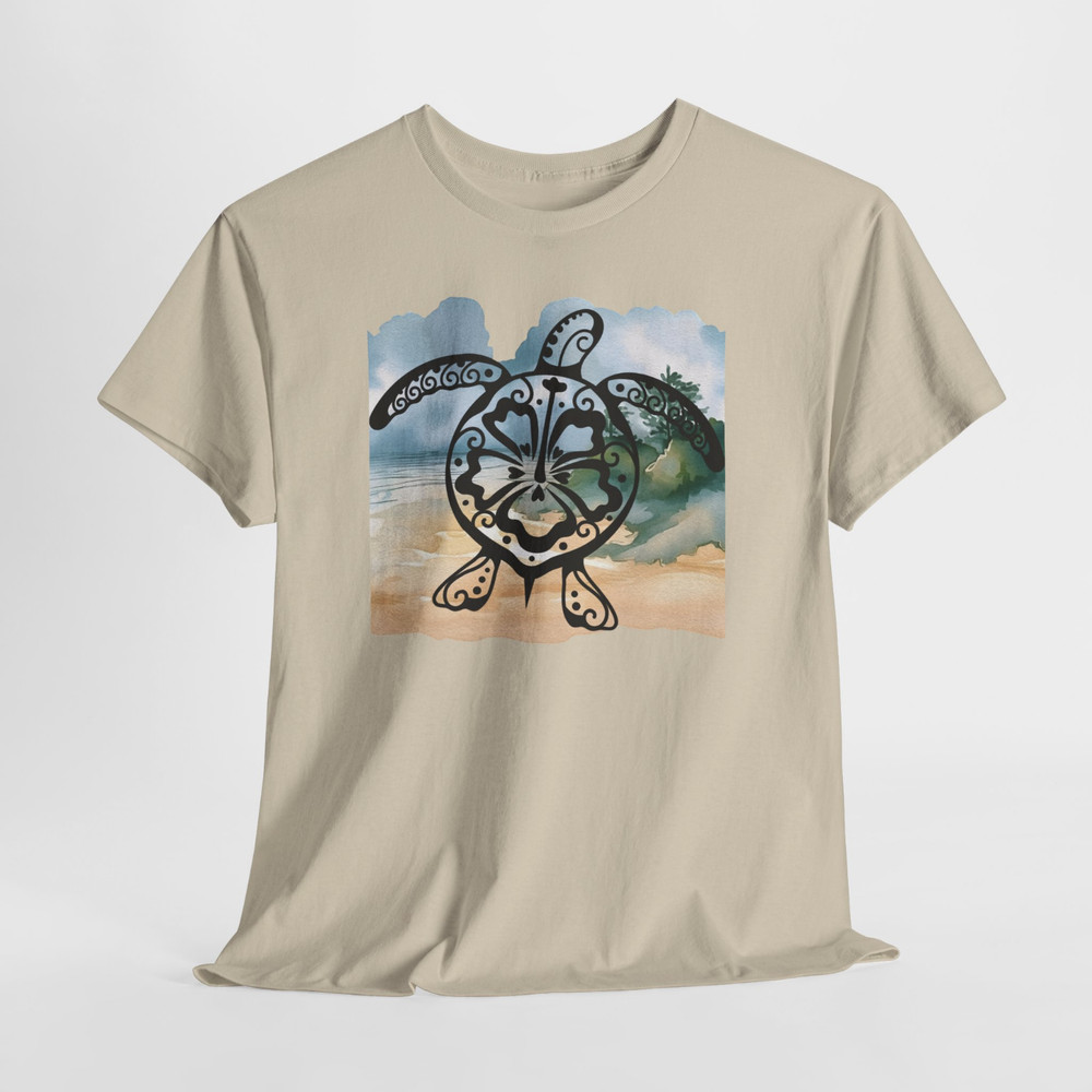 Sea Turtle Blue Beach Ocean Sand Graphic T Shirt Tee Top S-XL, Plus 2X 3X 4X 5X