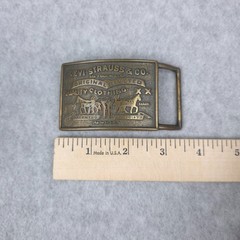 Vintage Levis Belt Buckle Made in USA Two Horse Pull Logo Metal Fits 1.5 Inch
