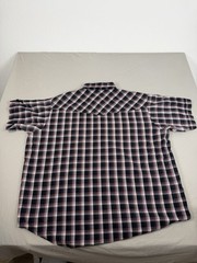 Plains Western Mens Big Man Pearl Snap Short Sleeve Shirt Size 3X Black Red VTG