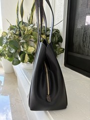 Michael Kors Black With Brown Handle Trim Medium Shoulder Bag
