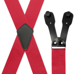 Men’s Suspenders – Wide Industrial Non-Stretch, X with Leather Ears, USA Made