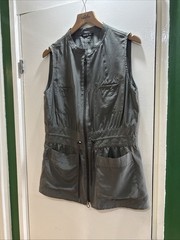 Penny Black 100% Silk Green Khaki Waistcoat Gilet Top UK 10 Utilitarian Unusual