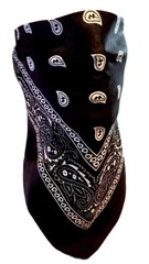 VELCRO®Brand ADJUSTABLE BLACK PAISLEY FACE COVER REVERSIBLE BIKER NECK BANDANA