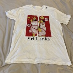 Sri Lanka Men’s MEDIUM White T-Shirt Graphic Art Design Printed Top