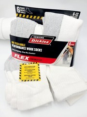 Dickies Men’s Dri-tech Moisture Control Ankle Socks 6 Pairs Size 6-12 White/Gray