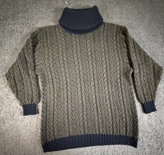Mondi West Germany Cowl Neck Sweater Mens 50 Medium 80s Jacquard Wool Blend