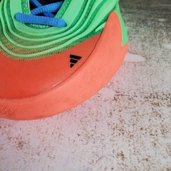 Adidas Dame X Kid Shoe Sz 3.5 Lime Burst Signal Coral Blue Burst Lace Up Sneaker